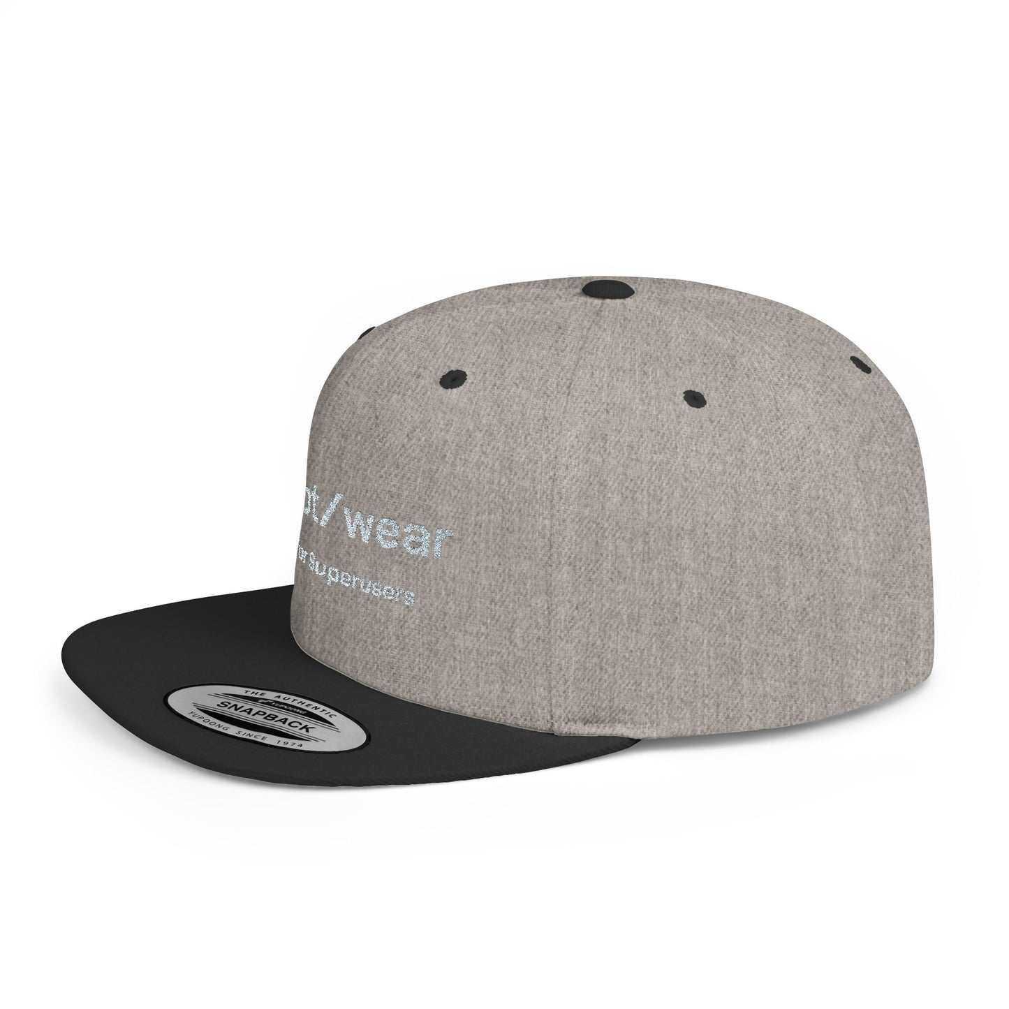 RootWear Embroidered Snapback Hat – Tech-Inspired Flat Bill Cap for Programmers & Superusers