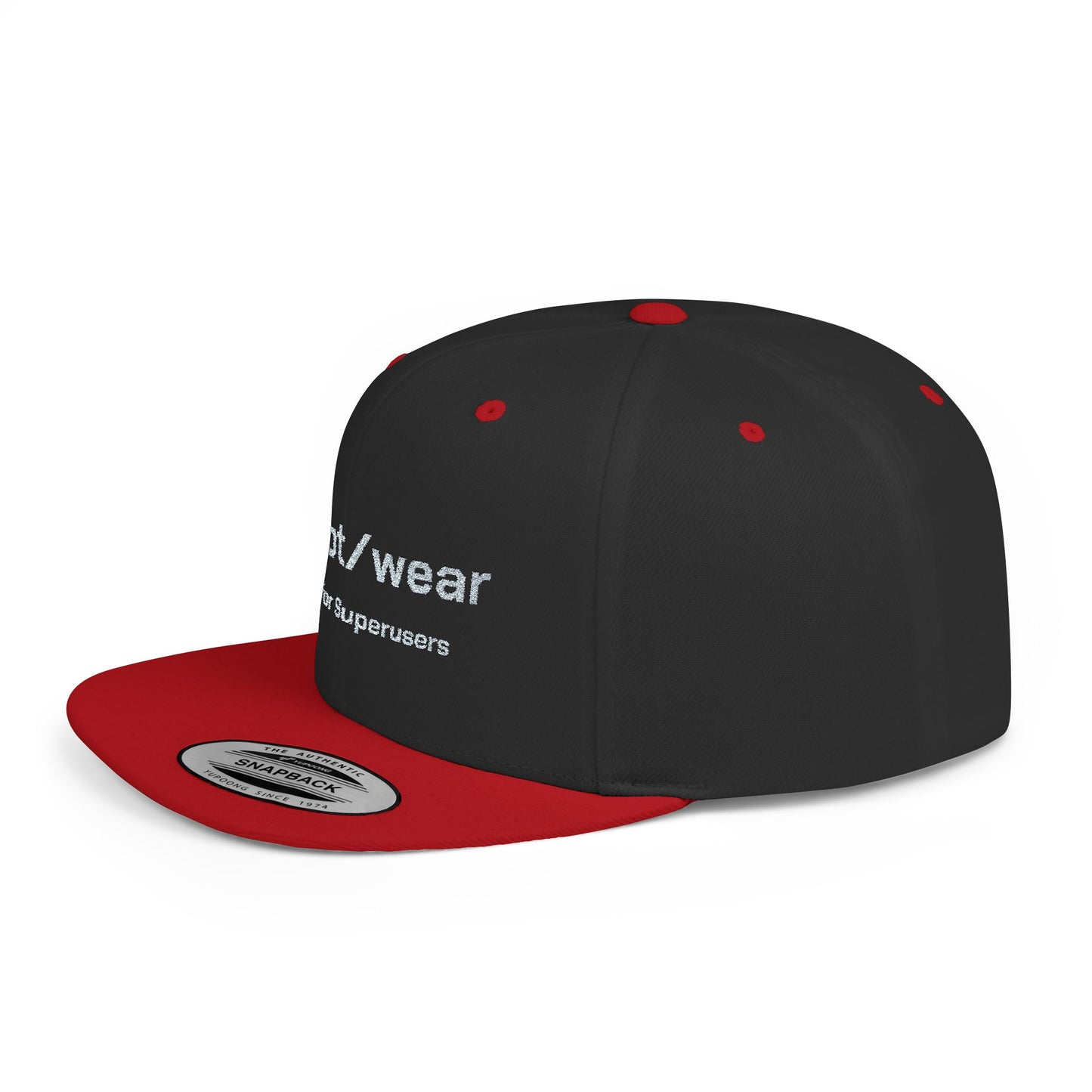 RootWear Embroidered Snapback Hat – Tech-Inspired Flat Bill Cap for Programmers & Superusers