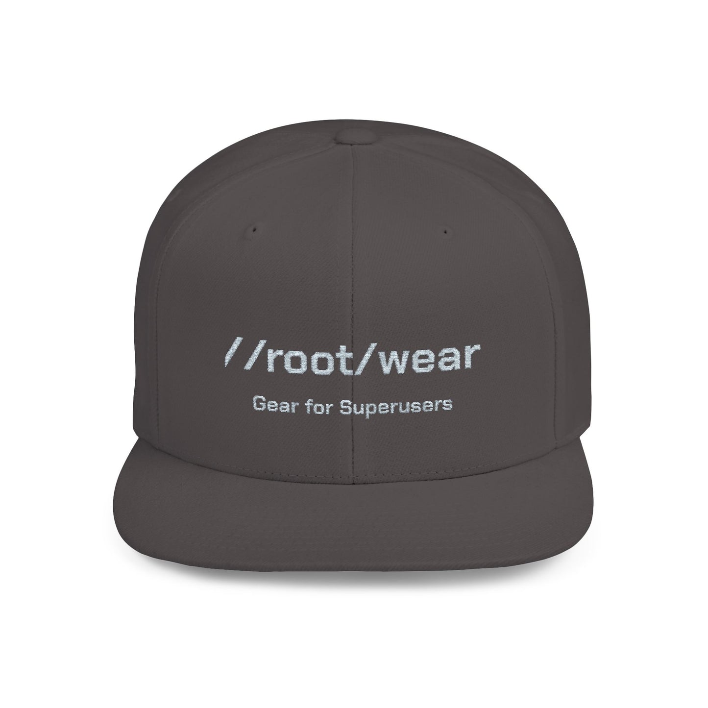 RootWear Embroidered Snapback Hat – Tech-Inspired Flat Bill Cap for Programmers & Superusers