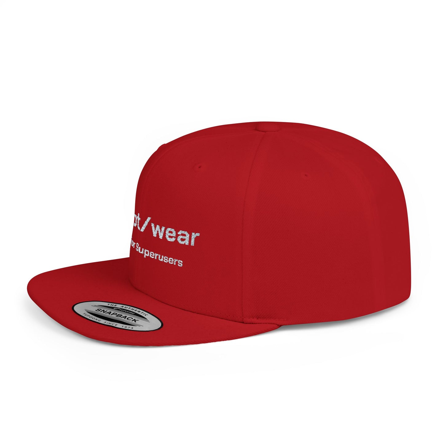 RootWear Embroidered Snapback Hat – Tech-Inspired Flat Bill Cap for Programmers & Superusers