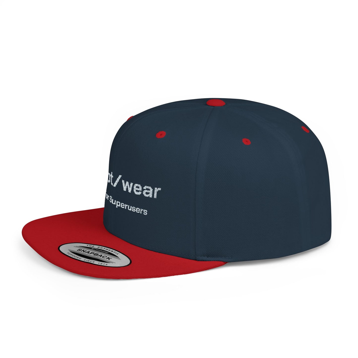 RootWear Embroidered Snapback Hat – Tech-Inspired Flat Bill Cap for Programmers & Superusers