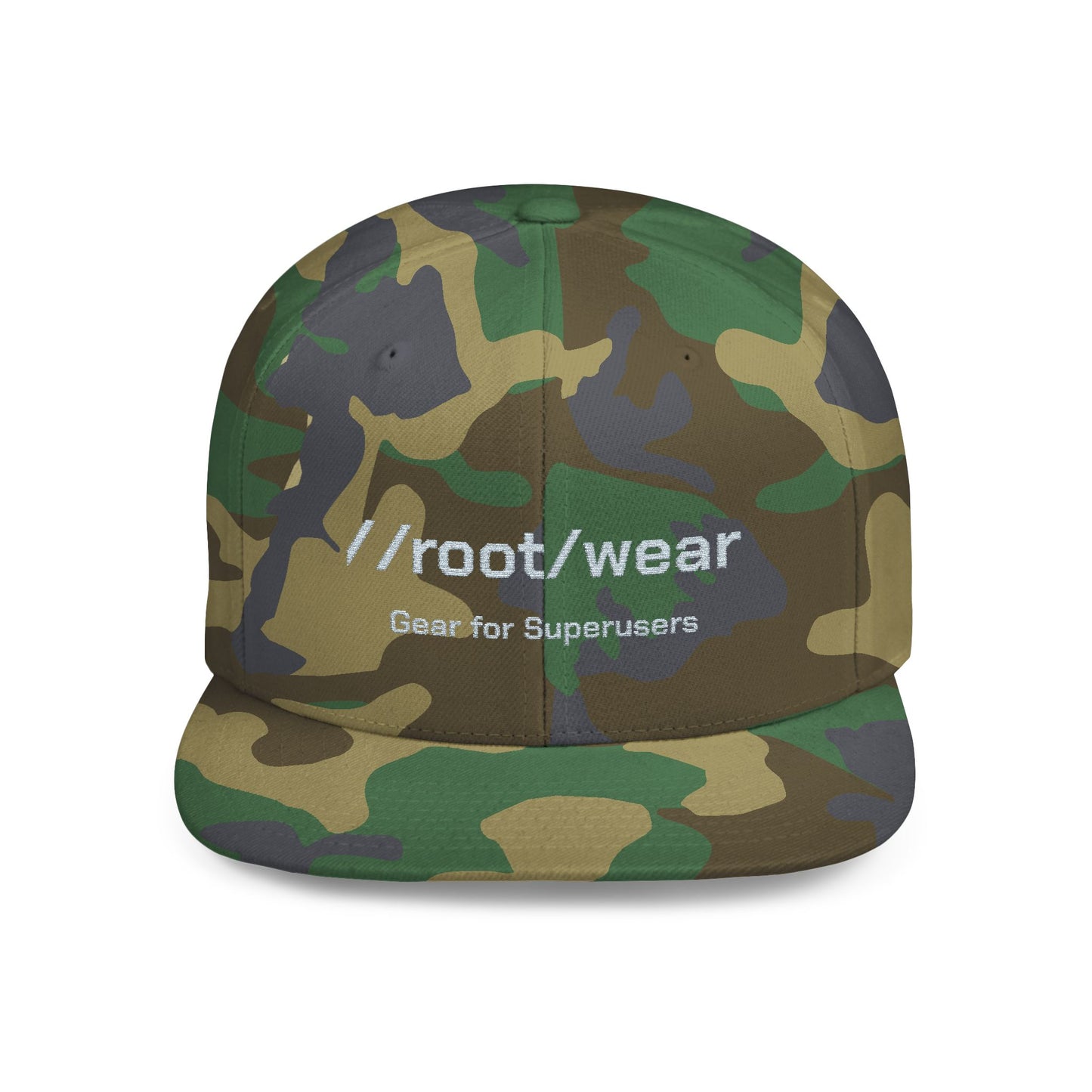 RootWear Embroidered Snapback Hat – Tech-Inspired Flat Bill Cap for Programmers & Superusers