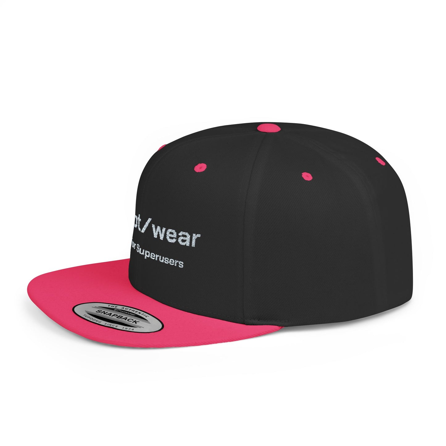 RootWear Embroidered Snapback Hat – Tech-Inspired Flat Bill Cap for Programmers & Superusers