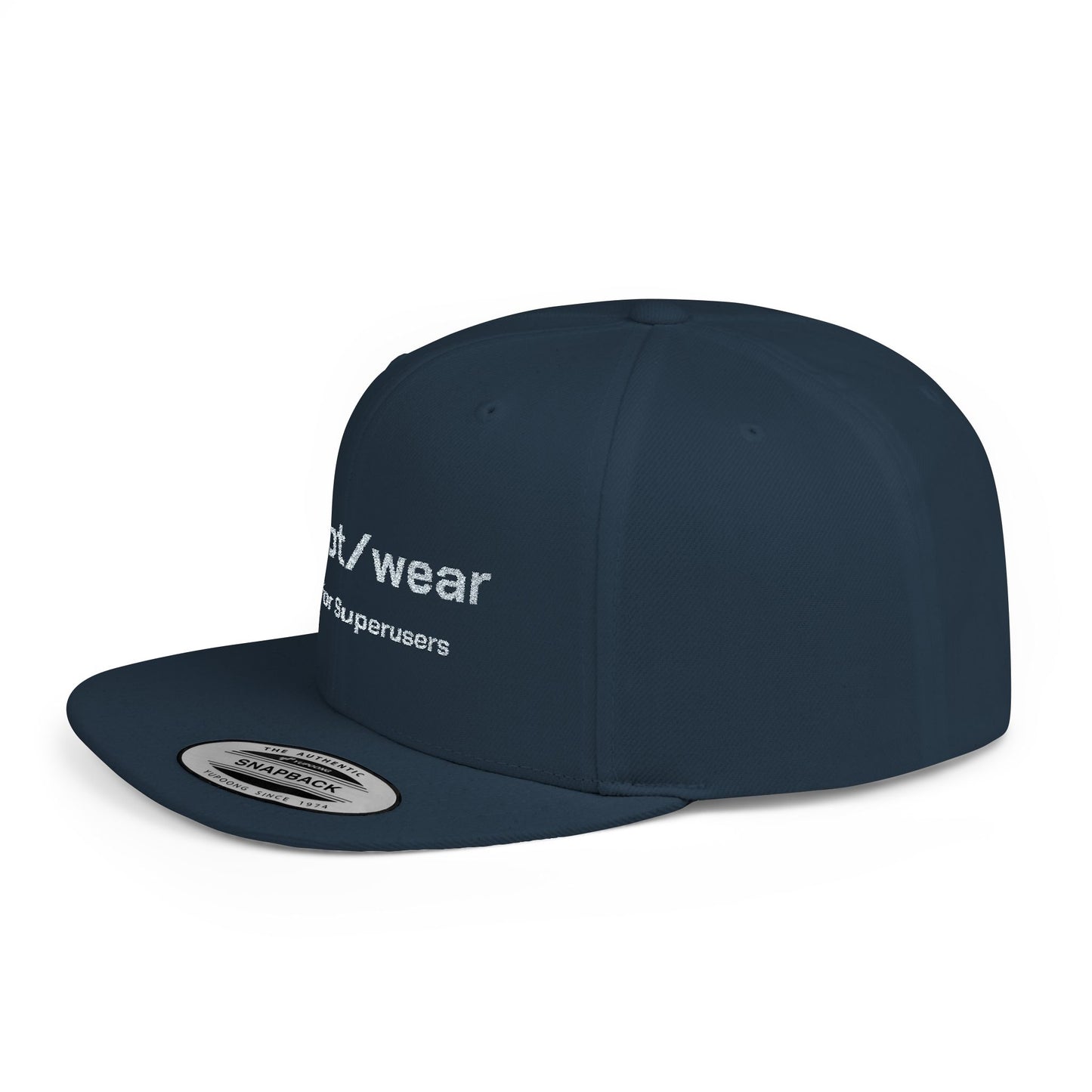 RootWear Embroidered Snapback Hat – Tech-Inspired Flat Bill Cap for Programmers & Superusers