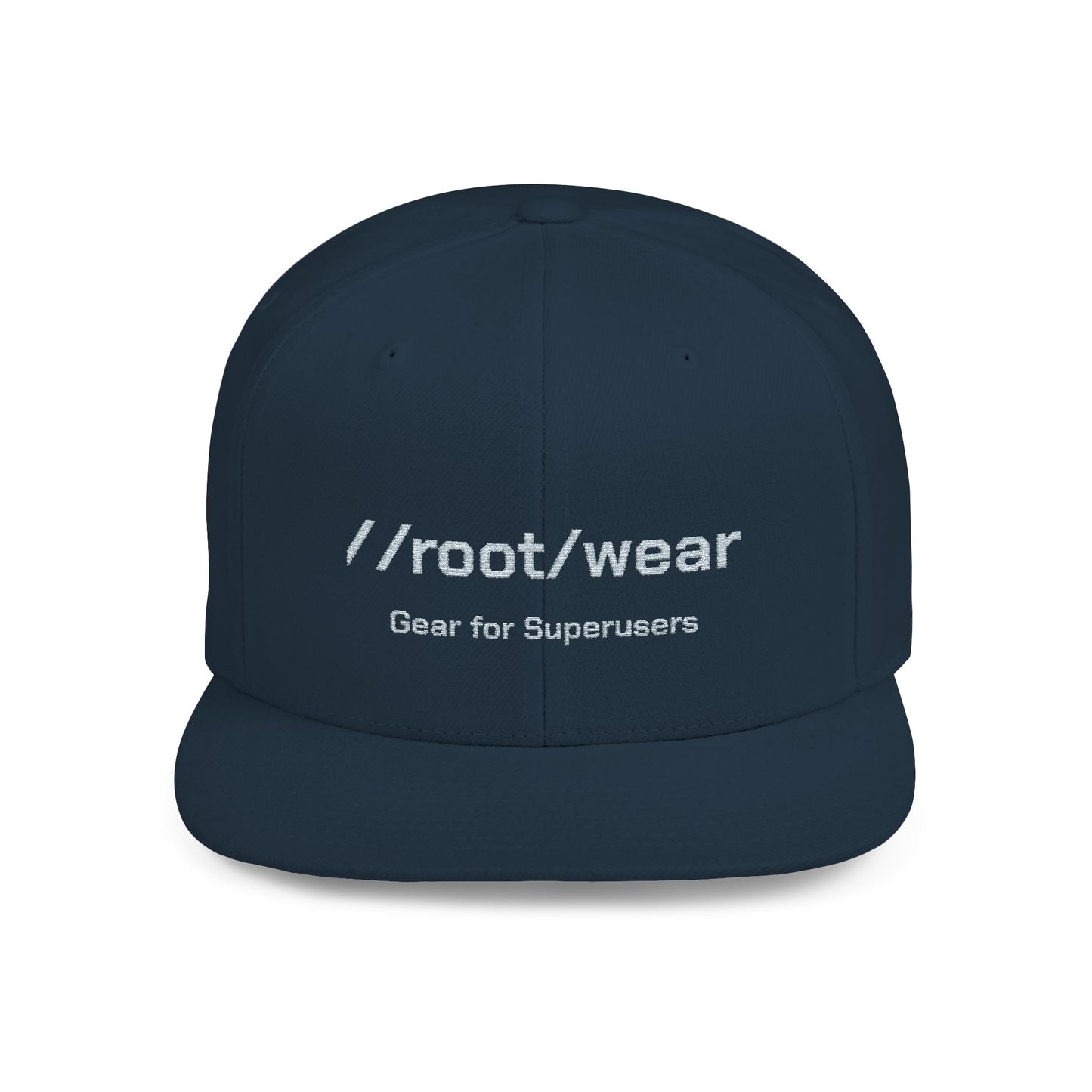 RootWear Embroidered Snapback Hat – Tech-Inspired Flat Bill Cap for Programmers & Superusers