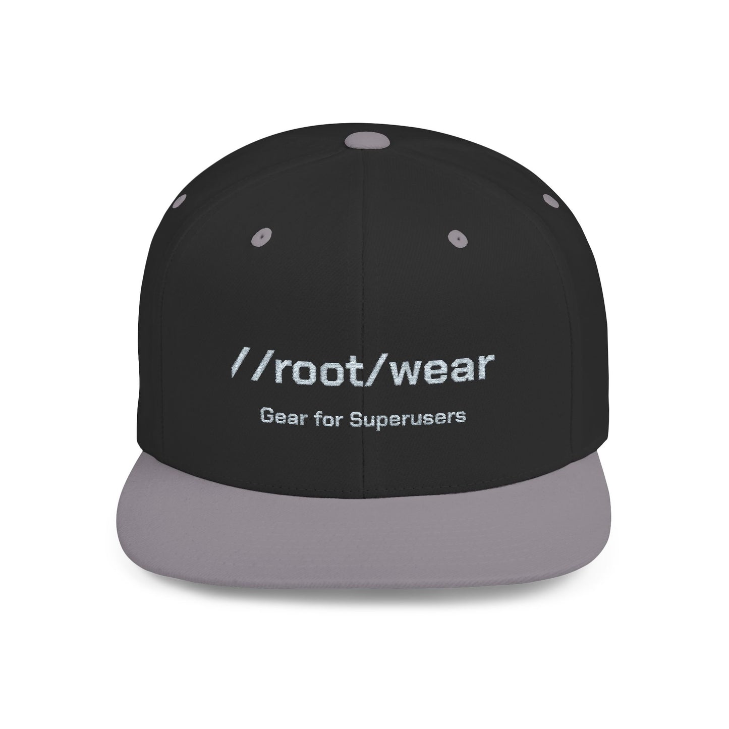 RootWear Embroidered Snapback Hat – Tech-Inspired Flat Bill Cap for Programmers & Superusers