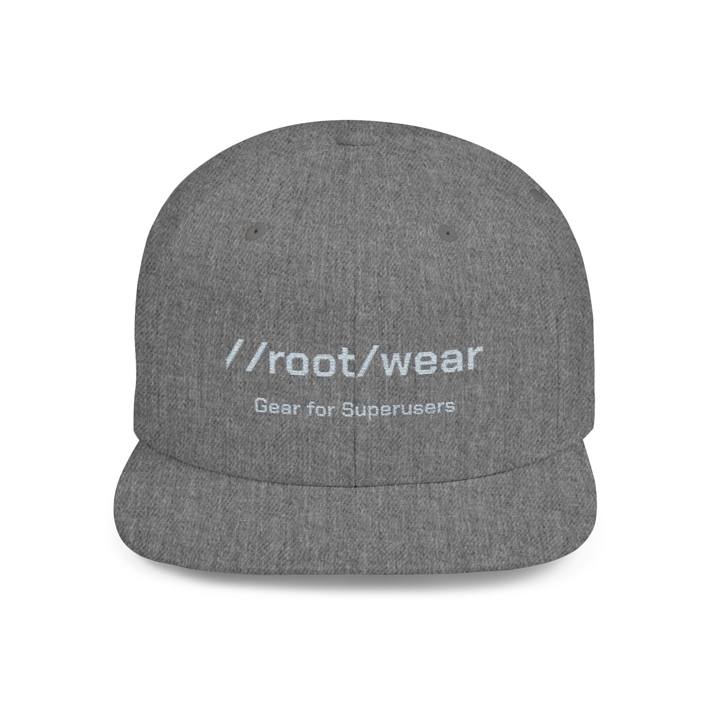 RootWear Embroidered Snapback Hat – Tech-Inspired Flat Bill Cap for Programmers & Superusers