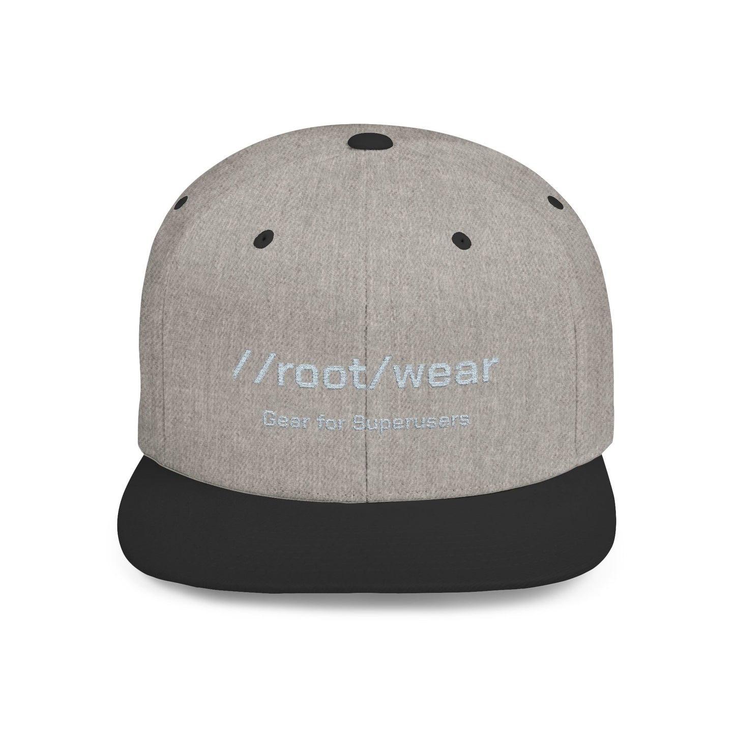 RootWear Embroidered Snapback Hat – Tech-Inspired Flat Bill Cap for Programmers & Superusers