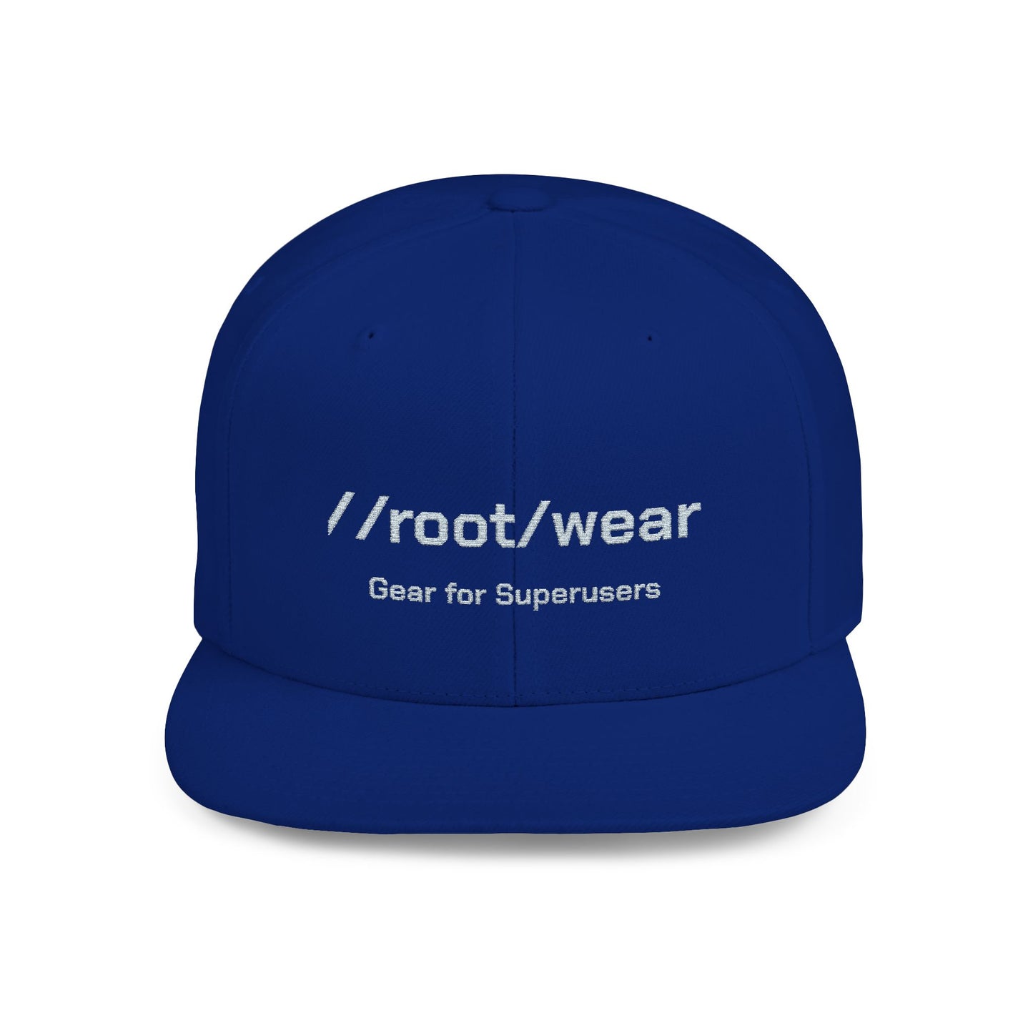 RootWear Embroidered Snapback Hat – Tech-Inspired Flat Bill Cap for Programmers & Superusers