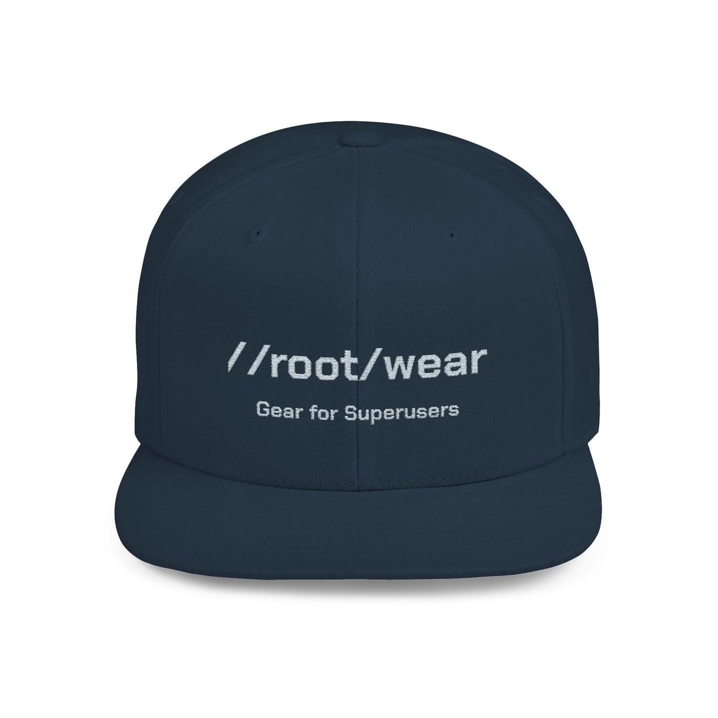 RootWear Embroidered Snapback Hat – Tech-Inspired Flat Bill Cap for Programmers & Superusers