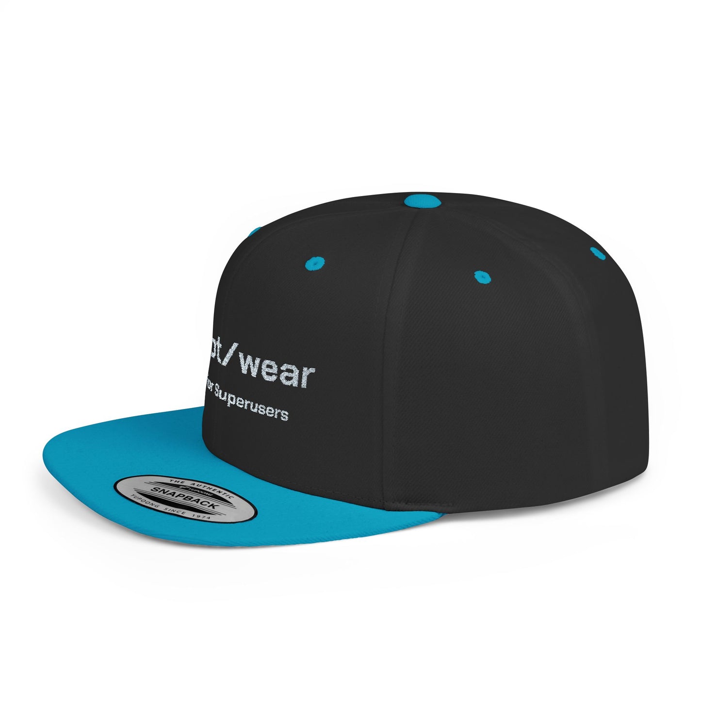 RootWear Embroidered Snapback Hat – Tech-Inspired Flat Bill Cap for Programmers & Superusers