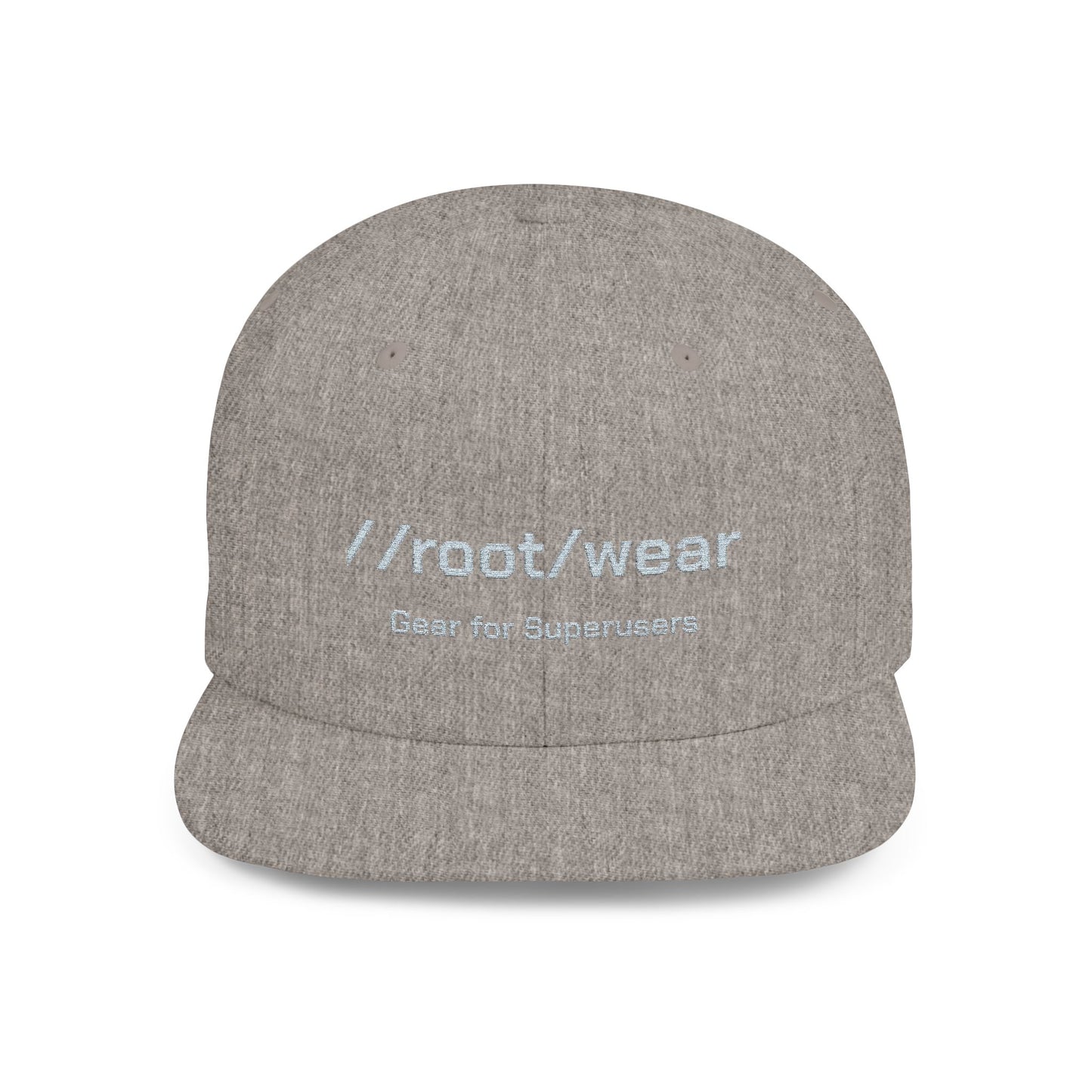 RootWear Embroidered Snapback Hat – Tech-Inspired Flat Bill Cap for Programmers & Superusers