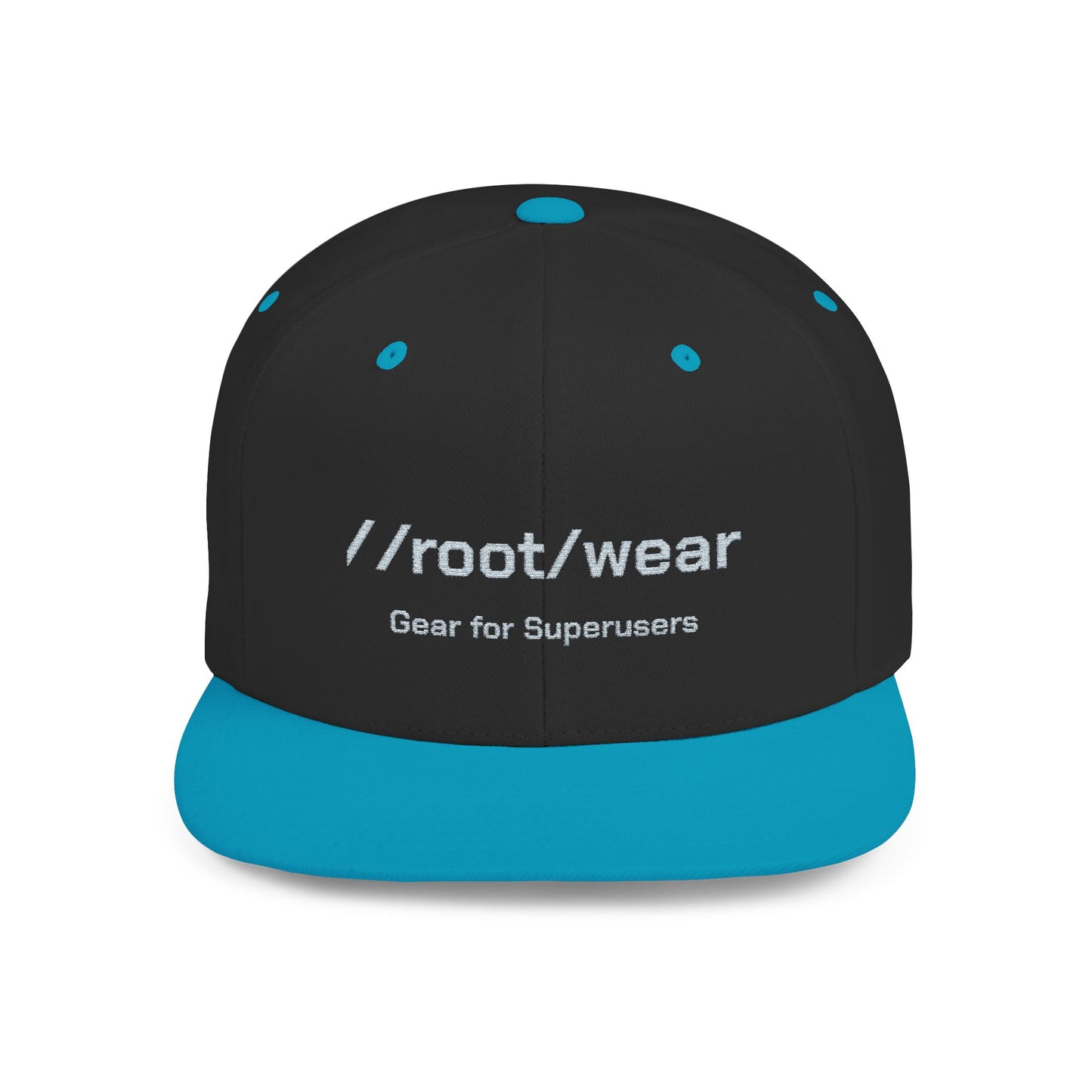 RootWear Embroidered Snapback Hat – Tech-Inspired Flat Bill Cap for Programmers & Superusers