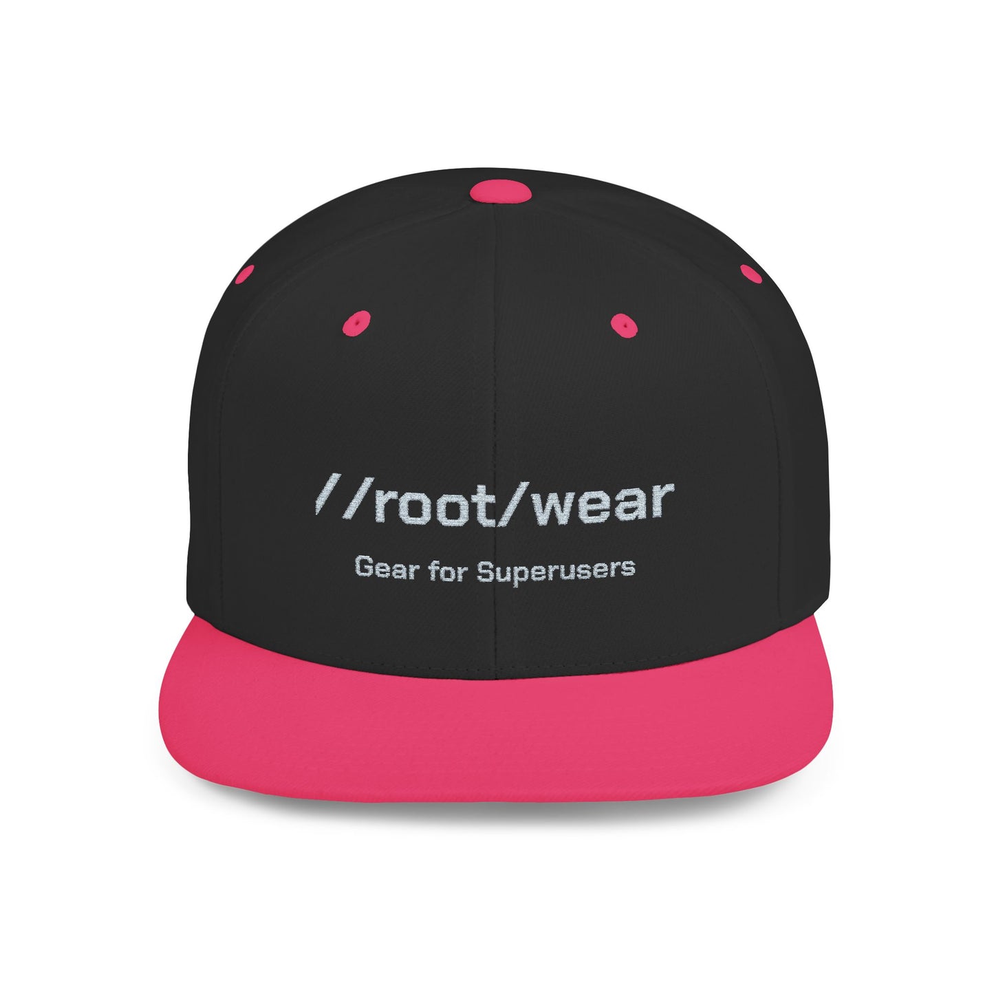 RootWear Embroidered Snapback Hat – Tech-Inspired Flat Bill Cap for Programmers & Superusers
