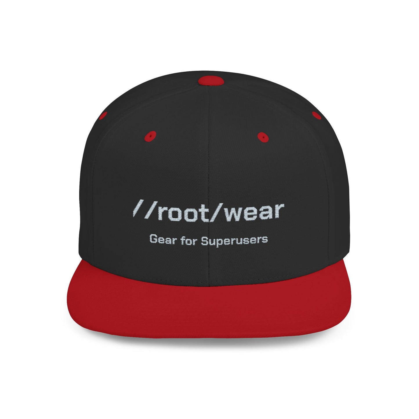 RootWear Embroidered Snapback Hat – Tech-Inspired Flat Bill Cap for Programmers & Superusers