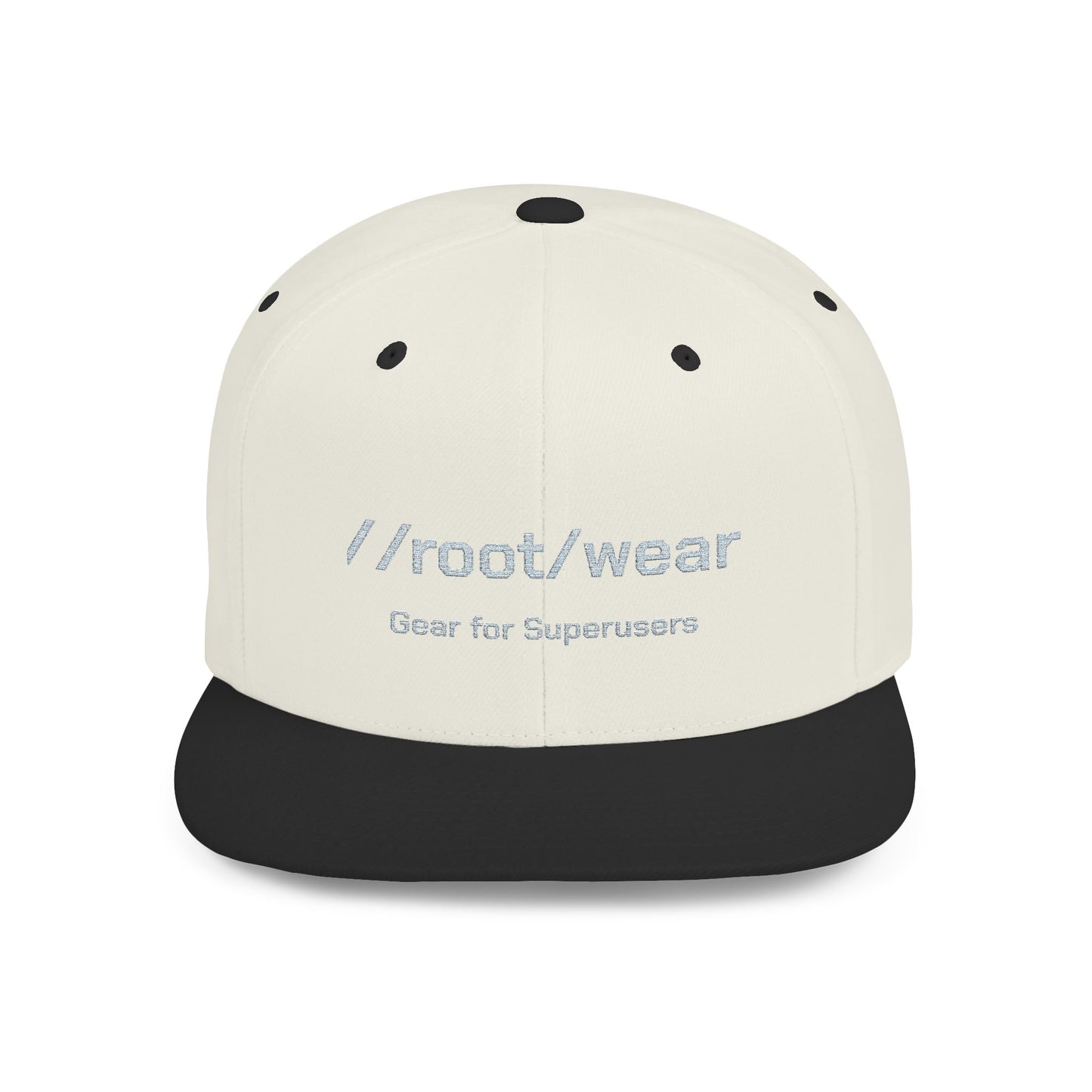 RootWear Embroidered Snapback Hat – Tech-Inspired Flat Bill Cap for Programmers & Superusers