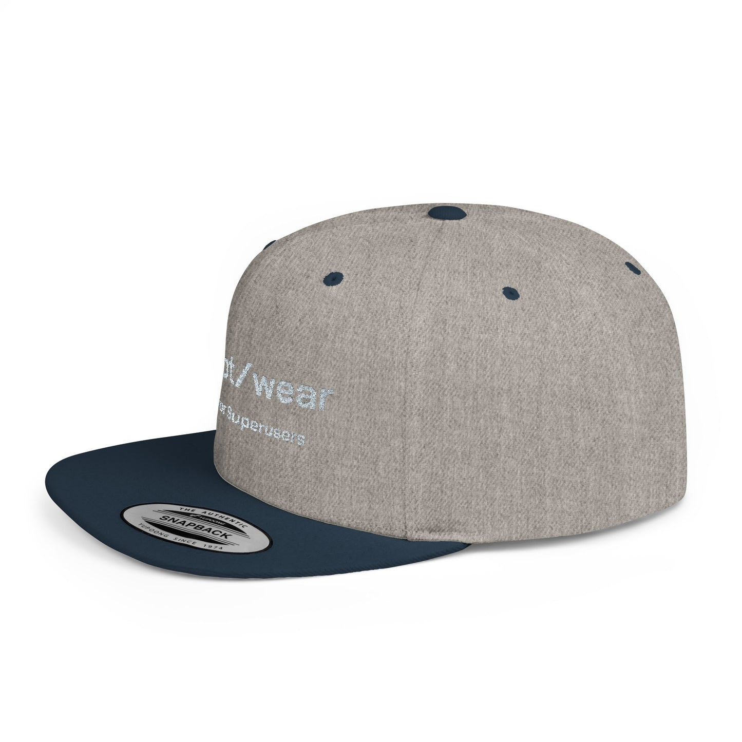RootWear Embroidered Snapback Hat – Tech-Inspired Flat Bill Cap for Programmers & Superusers